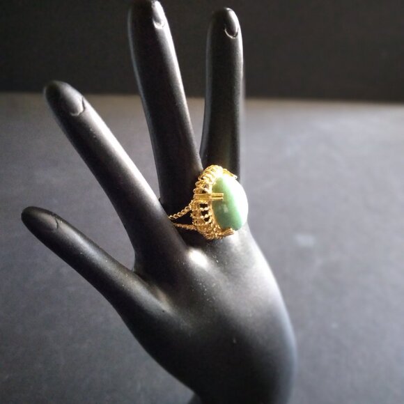 Large Sleeping Beauty Turquoise Stone Ring Set in a 12K gold 4 Prong Ring - Picture 8 of 12